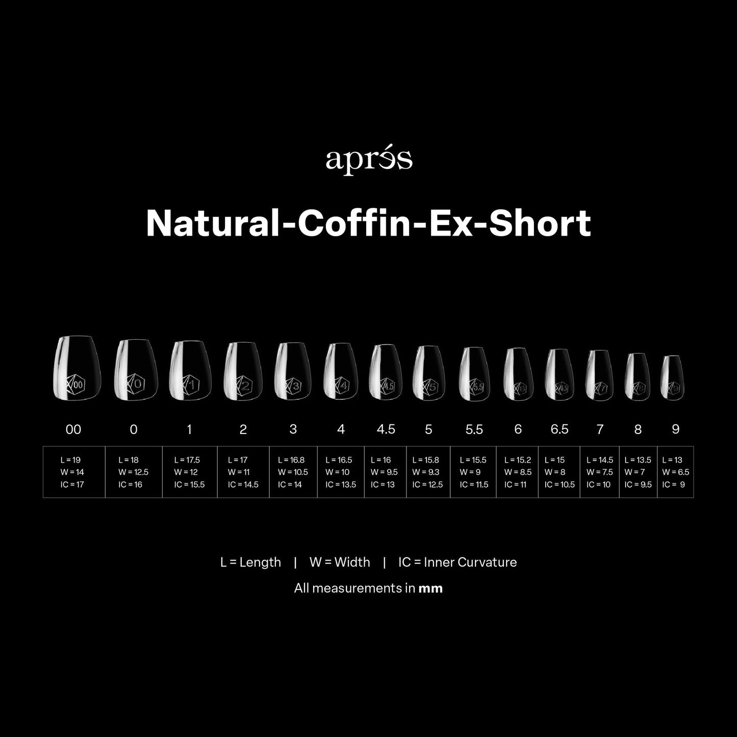 Apres Gel-X Natural Tips Box 14 Sizes - Pro 600pcs - Coffin | X-Short