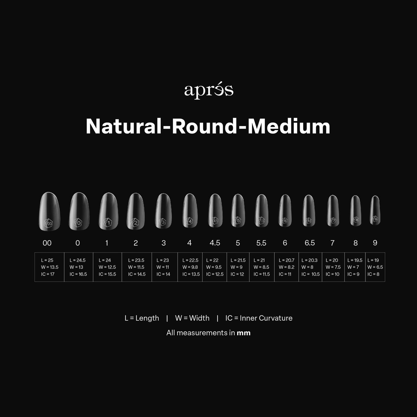 Apres Gel-X Natural Tips Box 14 Sizes - Pro 600pcs - Round | Medium