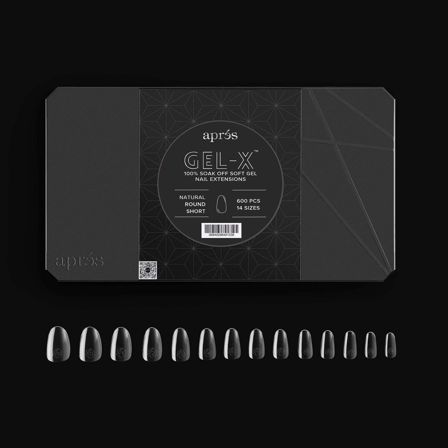 Apres Gel-X Natural Tips Box 14 Sizes - Pro 600pcs - Round | Short