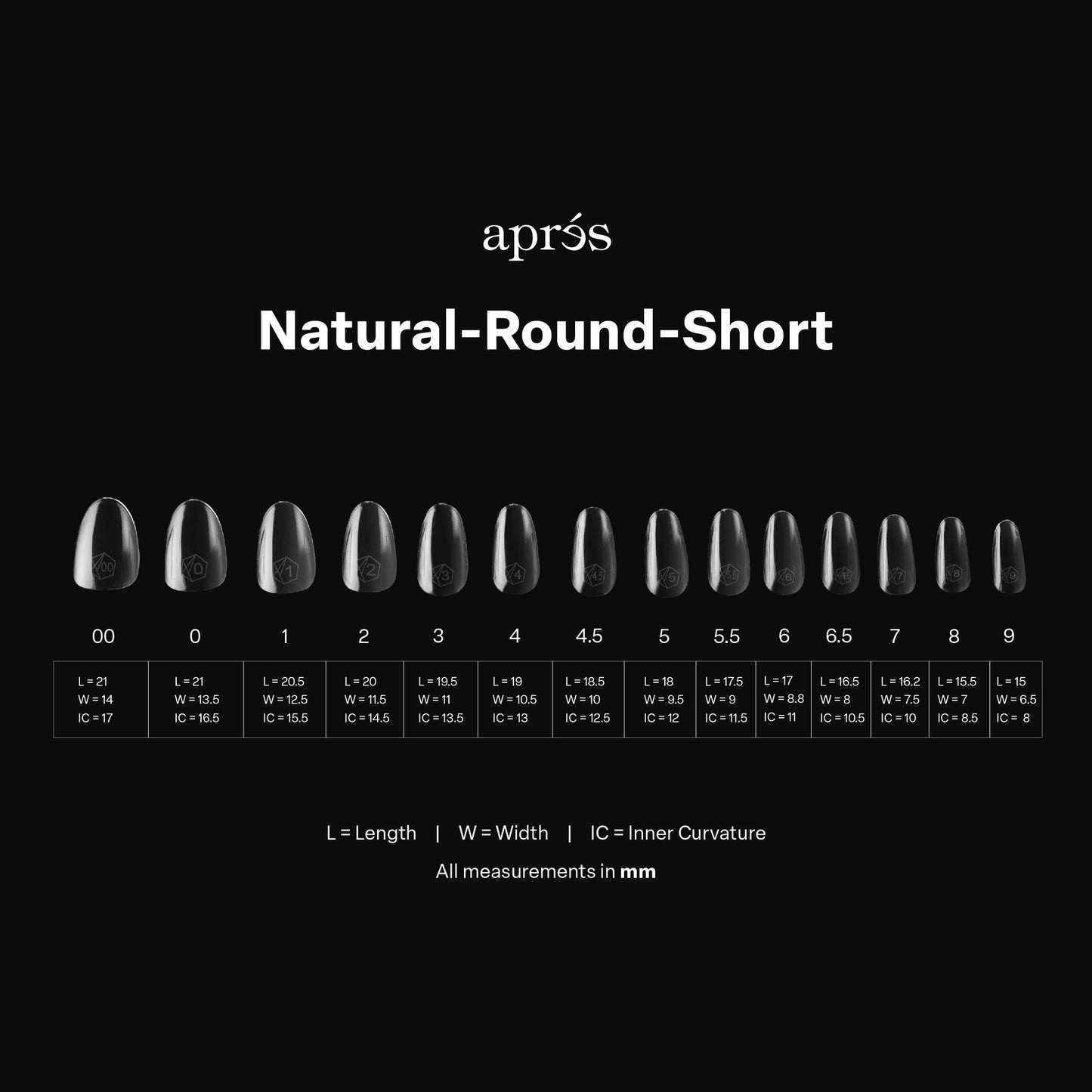 Apres Gel-X Natural Tips Box 14 Sizes - Pro 600pcs - Round | Short