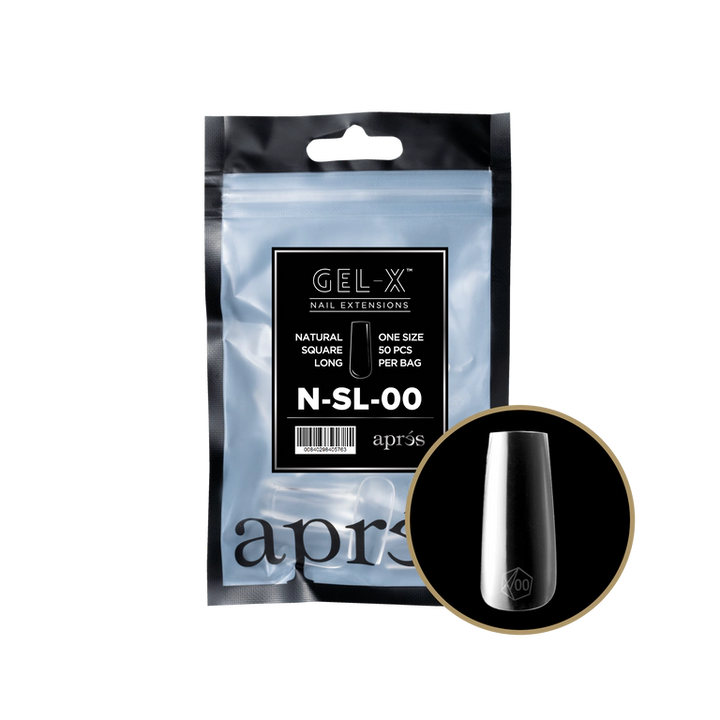 Apres Gel-X Natural Refill Bag 50pcs - Size #00 - 9 - Square | Long