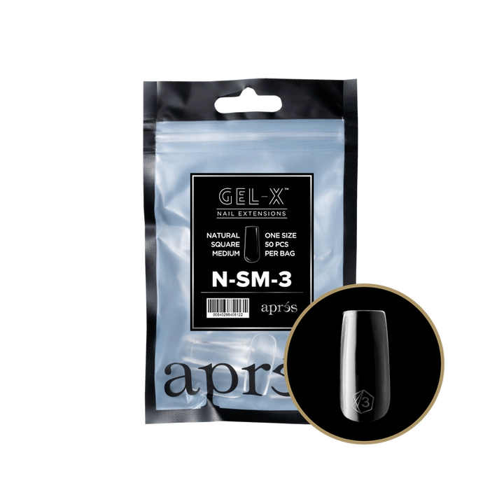 Apres Gel-X Natural Refill Bag 50pcs - Size #00 - 9 - Square | Medium