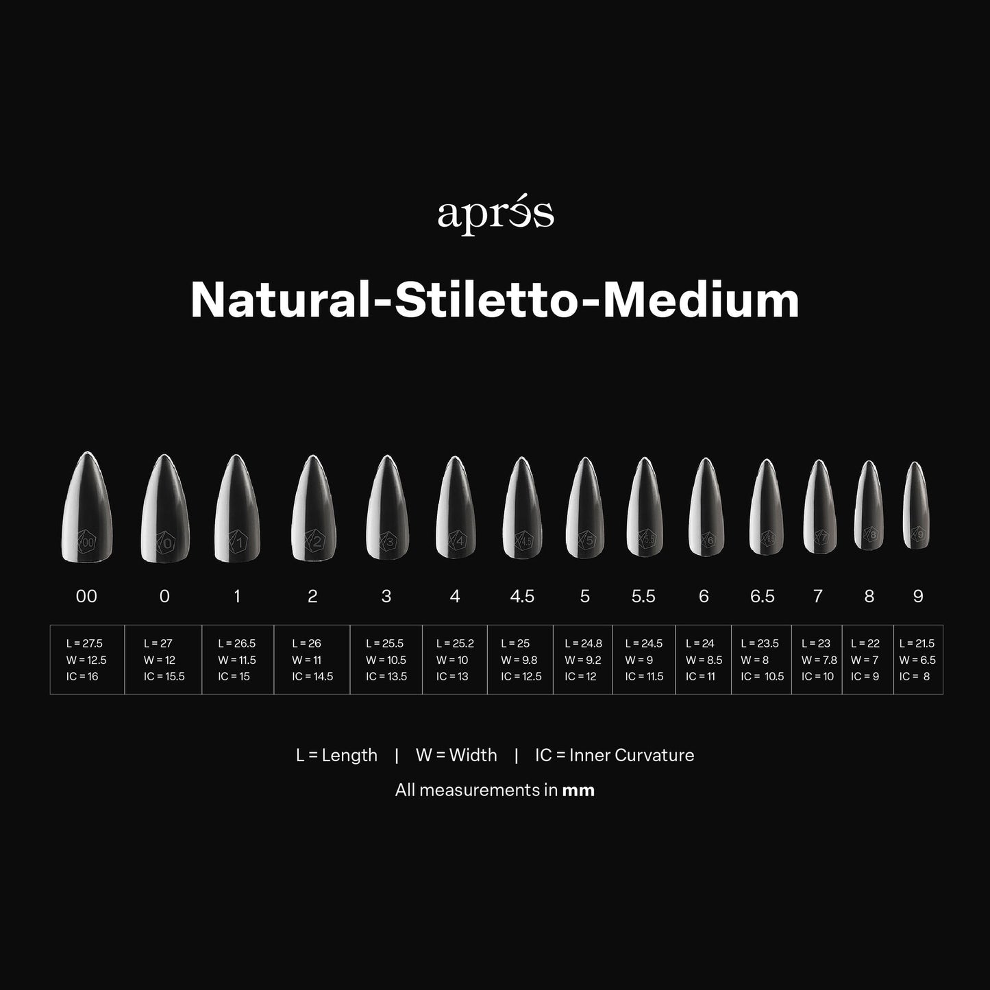 Apres Gel-X Natural Tips Box 14 Sizes - Pro 600pcs - Stiletto | Medium