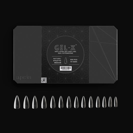 Apres Gel-X Natural Tips Box 14 Sizes - Pro 600pcs - Stiletto | Medium