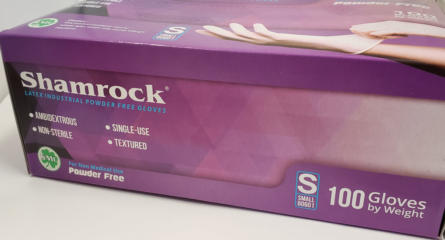 Shamrock Latex Industrial Powder Free Textured Gloves Size SMALL - Case Pack Of 1000 Gloves