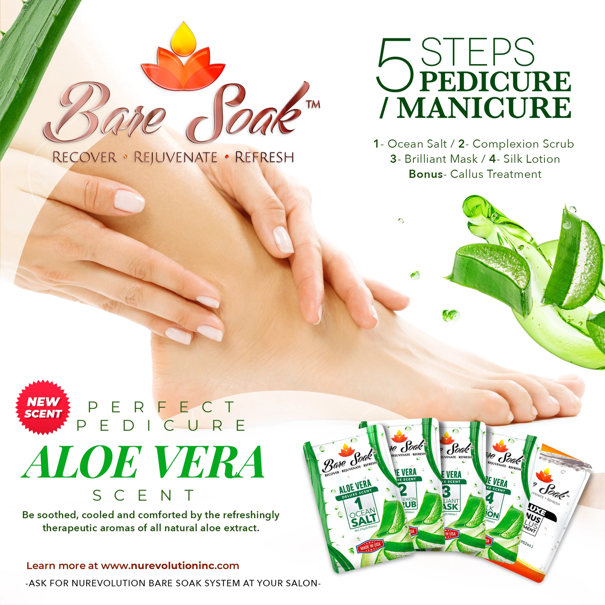Nurevolution Bare Soak 5 Step Case 50 kits - Aloe Vera