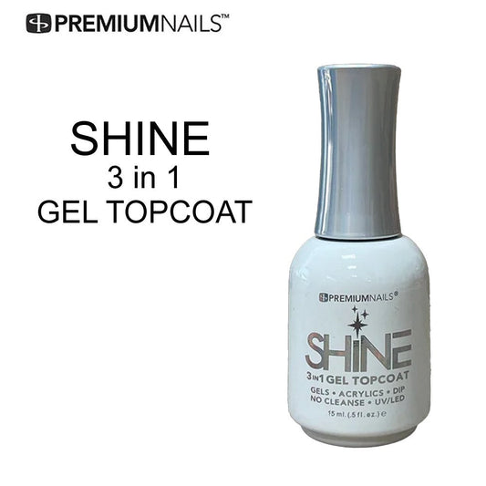 Premium Nails SHINE 3 in 1 Acrylic/Dip/Gel No-Wipe Topcoat, 0.5 oz