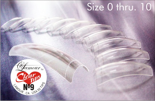 Lamour Manicure Acrylic CLEAR tips box size #0 to 10