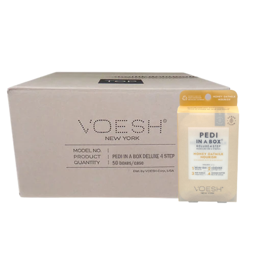 VOESH Deluxe Pedicure In A Box 4 In 1 (Case 50 packs) - Honey OatMilk Nourish