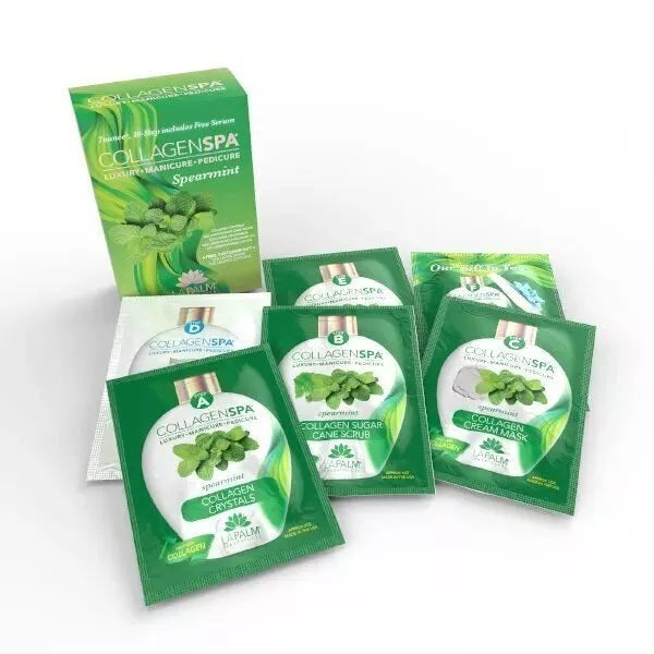 La Palm Collagen Spa Luxury Manicure & Pedicure 10 Step Kit - Spearmint (Case 60pcs)